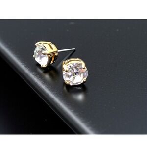 KATE SPADE Earrings Cueva Rosa Gold Tone Clear Rhinestone Studs Square Sparkle